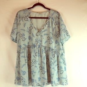 Lucky Brand Women’s Short Sleeve Blue Blouse
